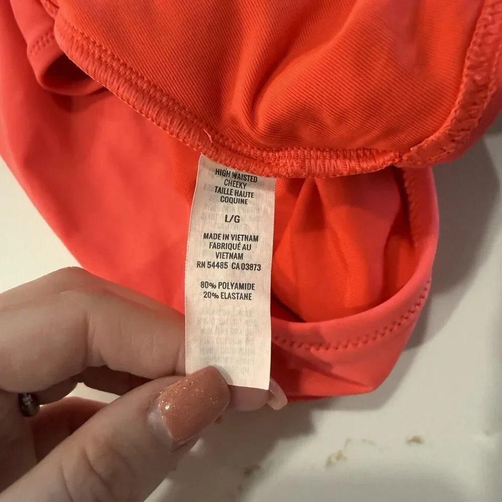 Aerie Women’s High Waisted Cheeky Swim Bikini Bottoms Red Large